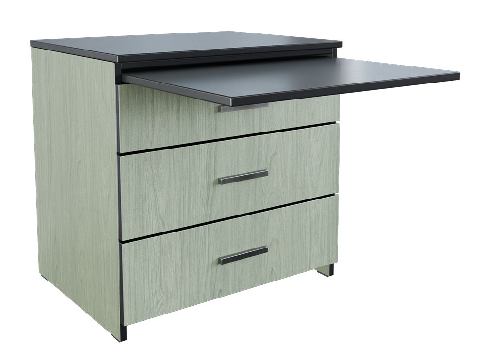 Contempo Alternative Workspace: 3 Equal Drawer storage unit\/workspace w\/Pull-Out Work Surface - Multiple Sizes